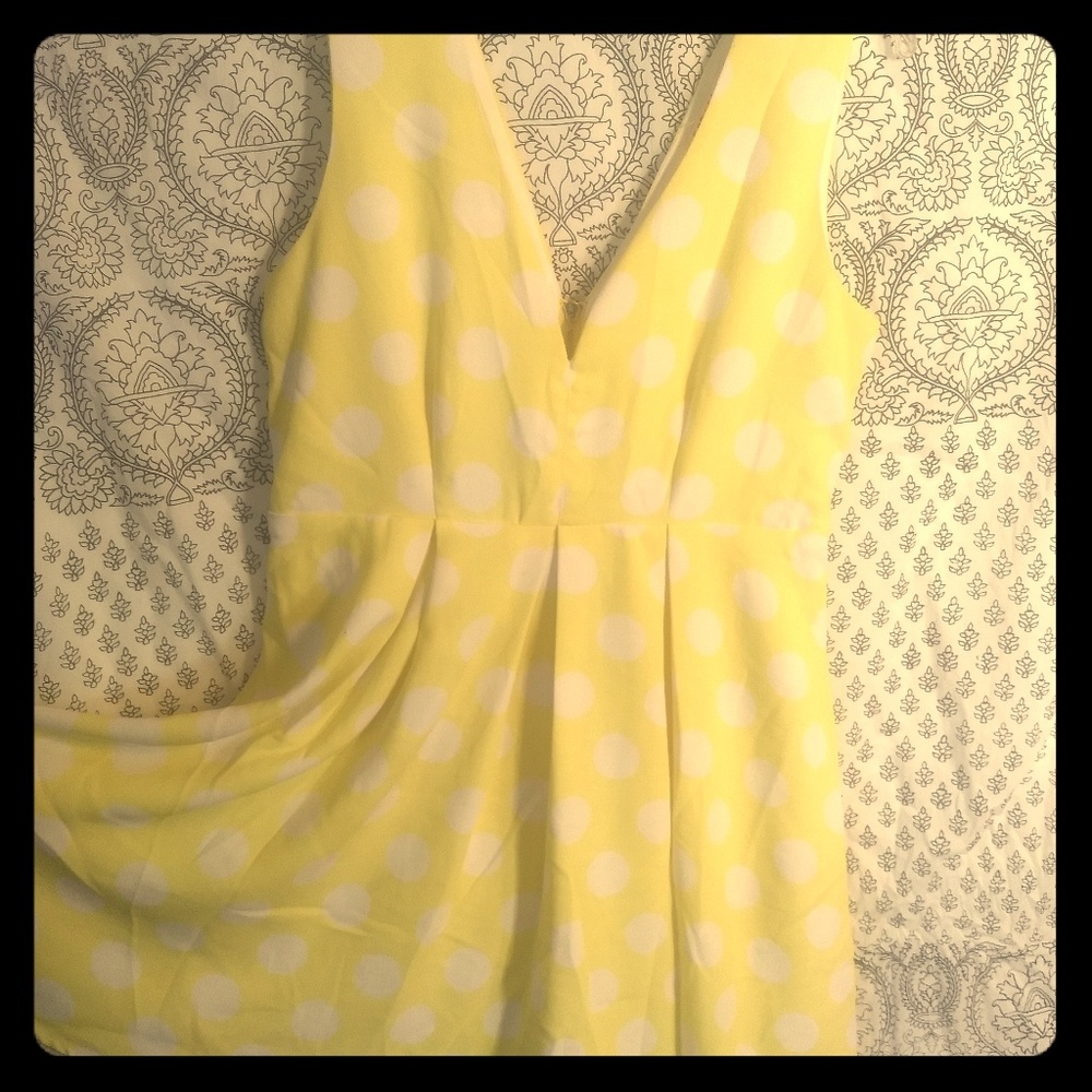 Yellow Polka Dot Deep VNeck Dress